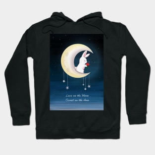 Rabbit with Rose on the Moon Hoodie